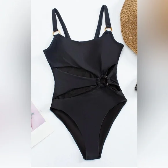 NWOT black monokini leopard rings - size XL - Picture 3 of 9